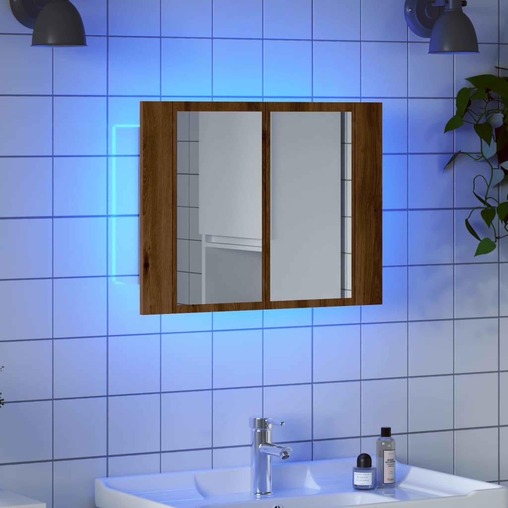 VIDAXL Armoire a miroir LED chene artisanal 60x12x45cm bois ingenierie