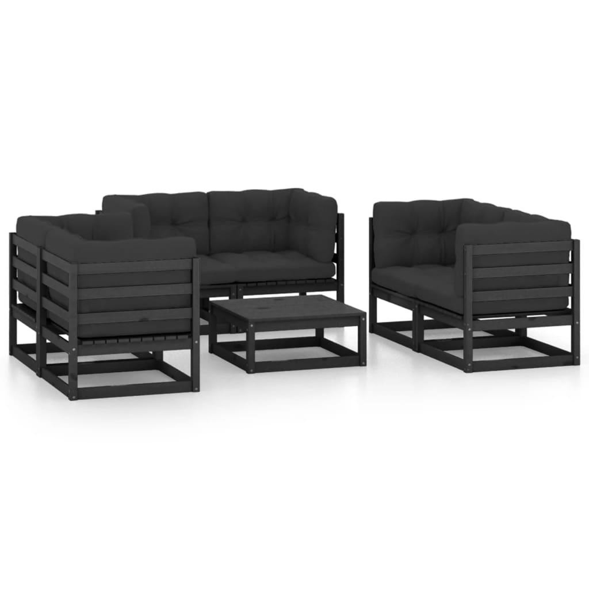 Voir la diapositive 2 : VIDAXL Salon de jardin 7 pcs avec coussins Bois de pin massif