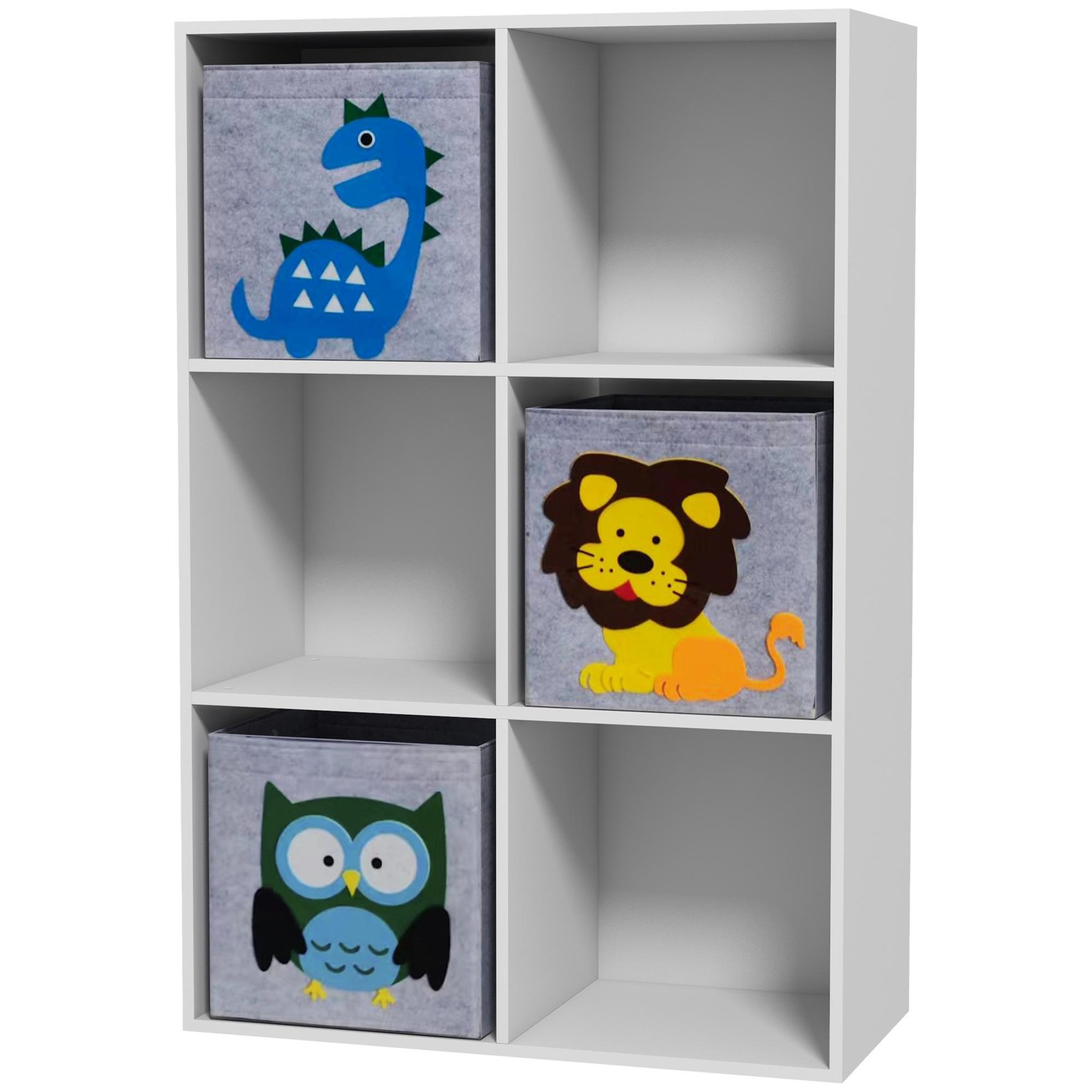 Voir la diapositive 1 : HOMCOM Meuble de rangement jouets enfant étagère de jouet pour chambre d'enfant 6 casiers 3 tiroirs non tissé MDF blanc