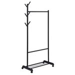 IDIMEX Penderie mobile AURIGO avec portemanteau, en métal. Coloris disponibles : Noir