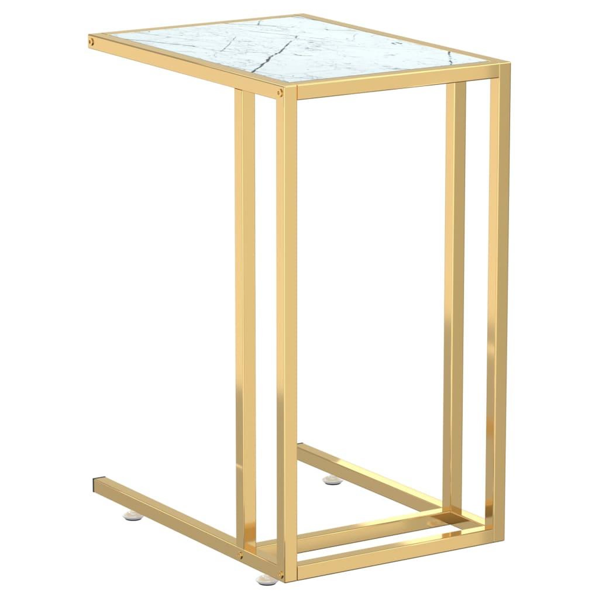 Voir la diapositive 2 : VIDAXL Table d'appoint ordinateur Marbre blanc 50x35x65cm Verre trempe