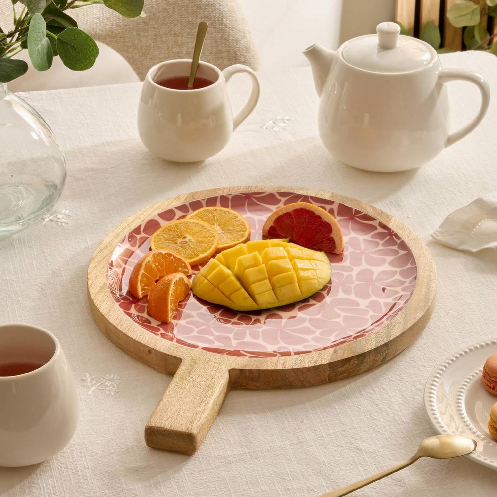 Voir la diapositive 2 : SECRET DE GOURMET Assiette de présentation en bois  inaya  40cm terracotta