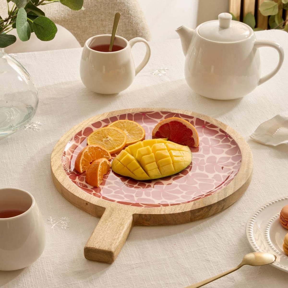 SECRET DE GOURMET Assiette de Présentation en Bois  Inaya  40cm Terracotta