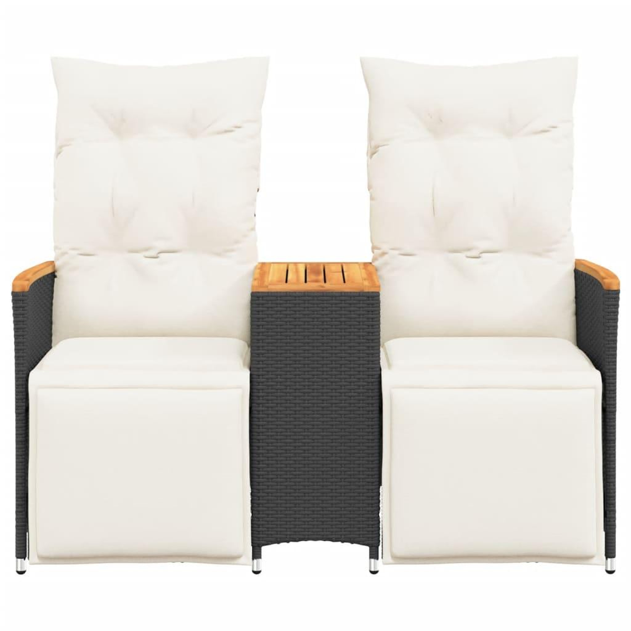 Voir la diapositive 4 : VIDAXL Canape de jardin inclinable 2 places avec table noir poly rotin