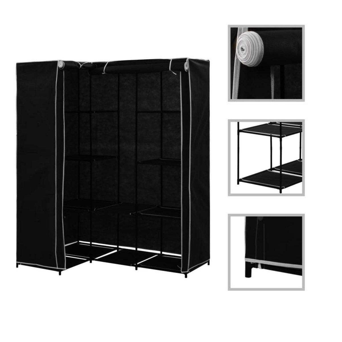 VIDAXL Garde-robe d'angle Noir 130x87x169 cm