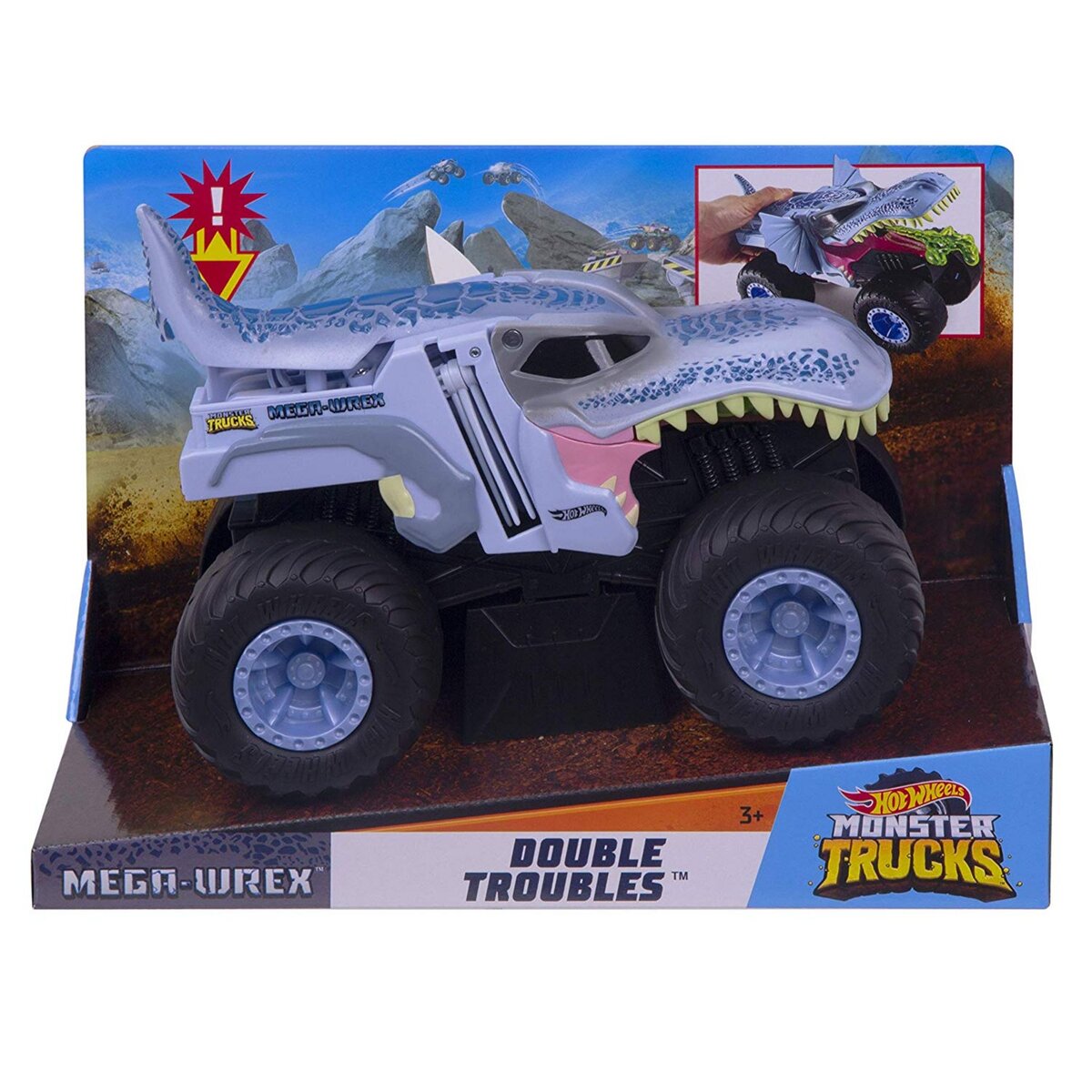 MATTEL Hot Wheels Monster Trucks - Double Troubles - Mega Wrex - 1/24ème blanche 