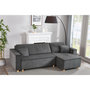 Voir la diapositive 4 : CONCEPT USINE Canapé convertible d'angle réversible 4 places velours côtelé gris COSY