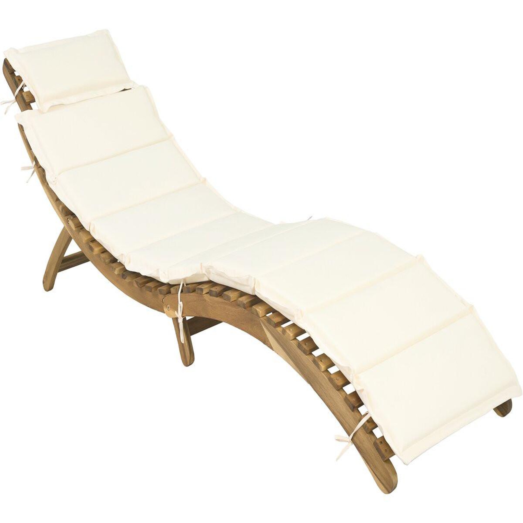 Habitat et Jardin Bain de soleil en bois avec coussins inclus  jakarta  - beige