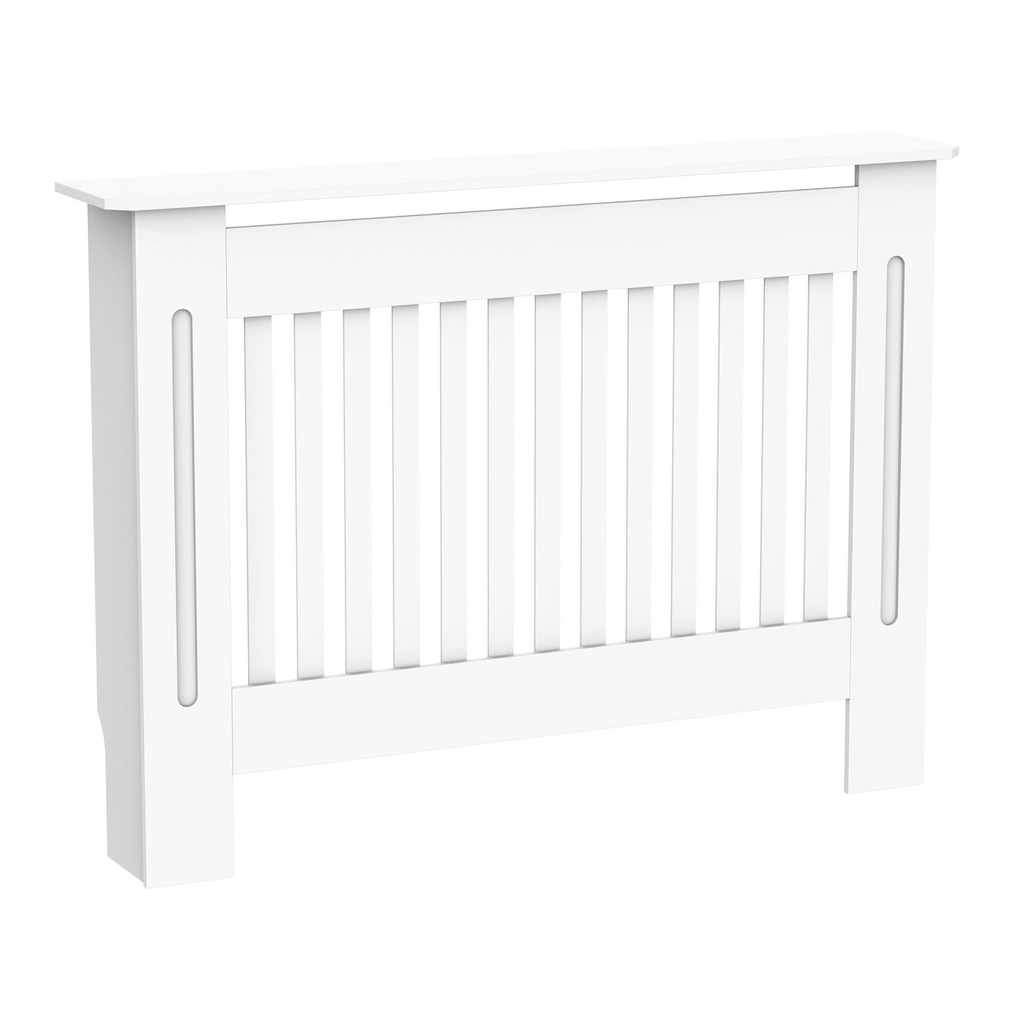 HOMCOM Cache-radiateur design panneau cabinet 112L x 19l x 81H cm MDF blanc