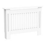 HOMCOM Cache-radiateur design panneau cabinet 112L x 19l x 81H cm MDF blanc