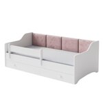 KOBI Lit enfant Eryk 160x80 cm en velours rose - Sécurisé et Élégant