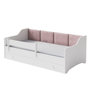 Voir la diapositive 1 : KOBI Lit enfant Eryk 160x80 cm en velours rose - Sécurisé et Élégant