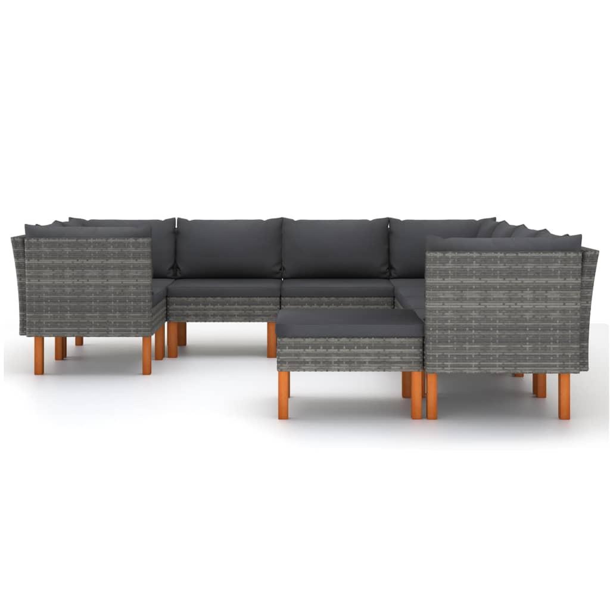 Voir la diapositive 3 : VIDAXL Salon de jardin 9 pcs avec coussins Resine tressee Gris