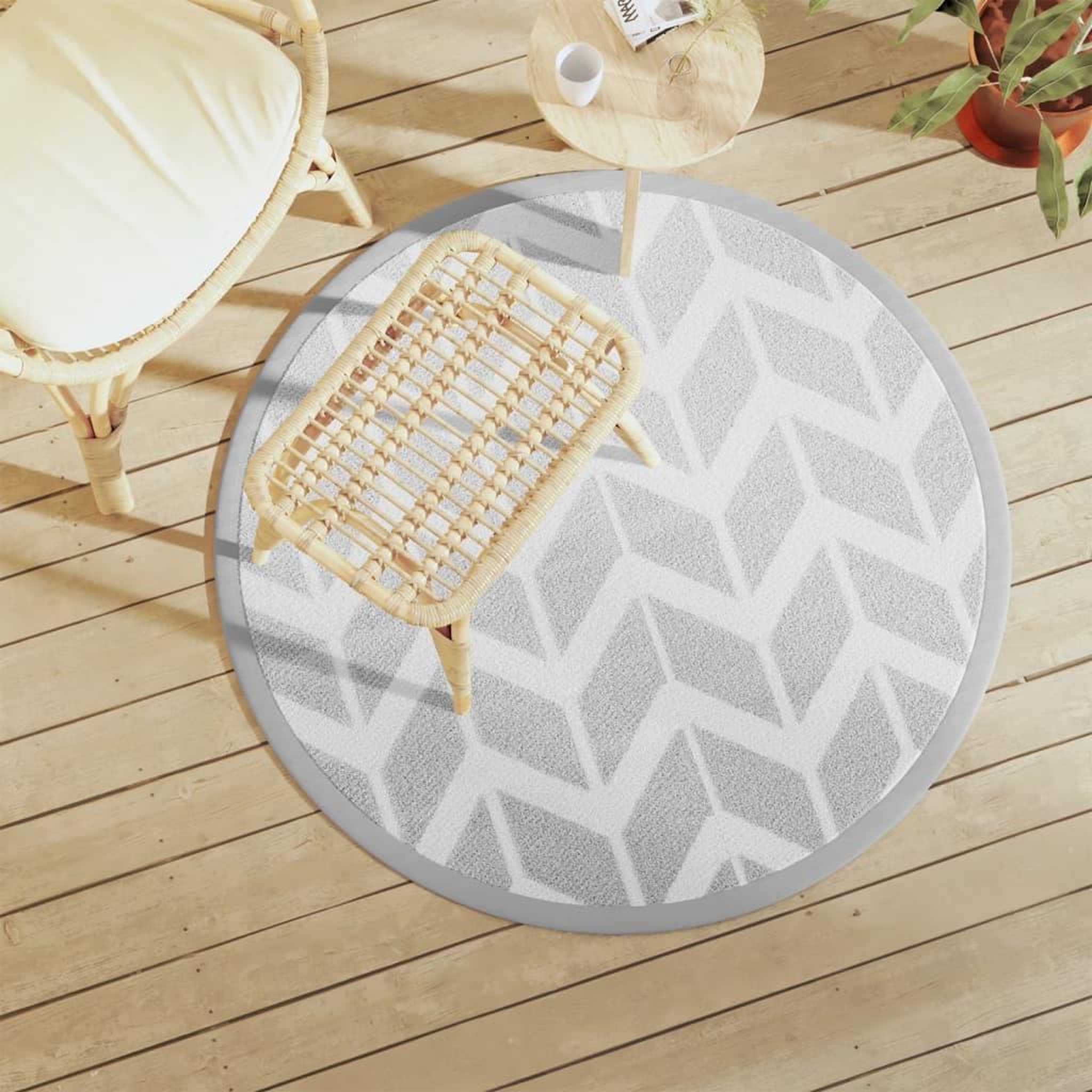 VIDAXL Tapis d'exterieur ARAKIL gris Ø120 cm PP