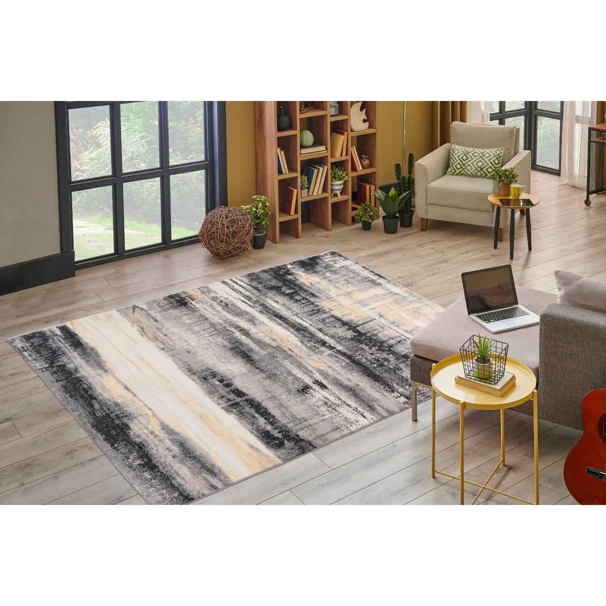 Voir la diapositive 5 : Paris Prix Tapis Tissé à Poils Courts Vintage  Ilian II  Noir