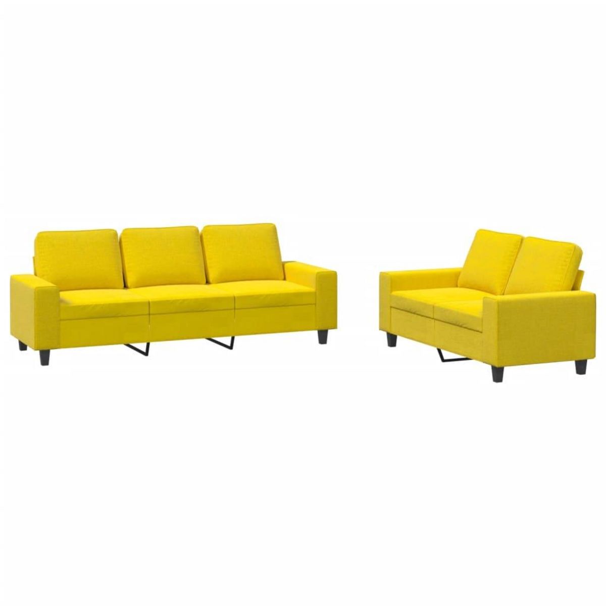 VIDAXL Ensemble de canapes 2 pcs jaune clair tissu