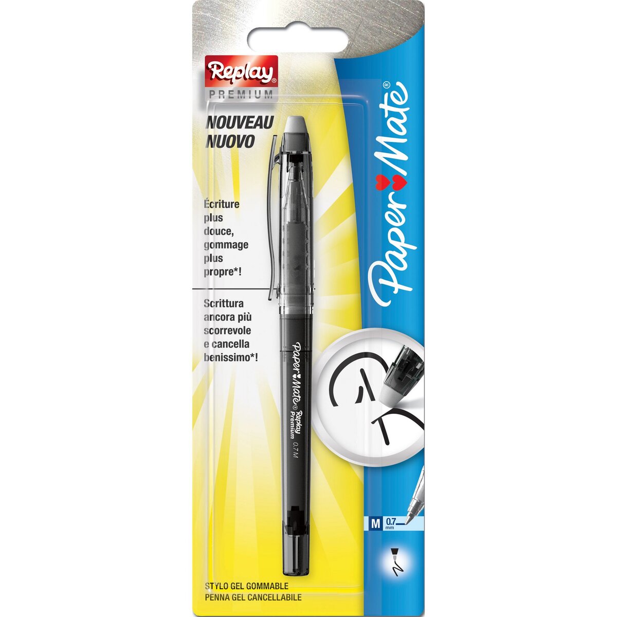 PAPERMATE Stylo effacable Replay Premium pointe moyenne - noir