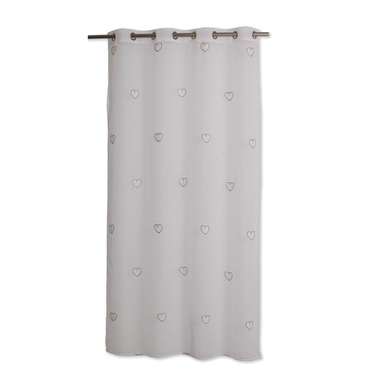 TOILINUX Voilage Solden en étamine avec des cœurs brodés - 140 x 240 cm - Blanc et Beige