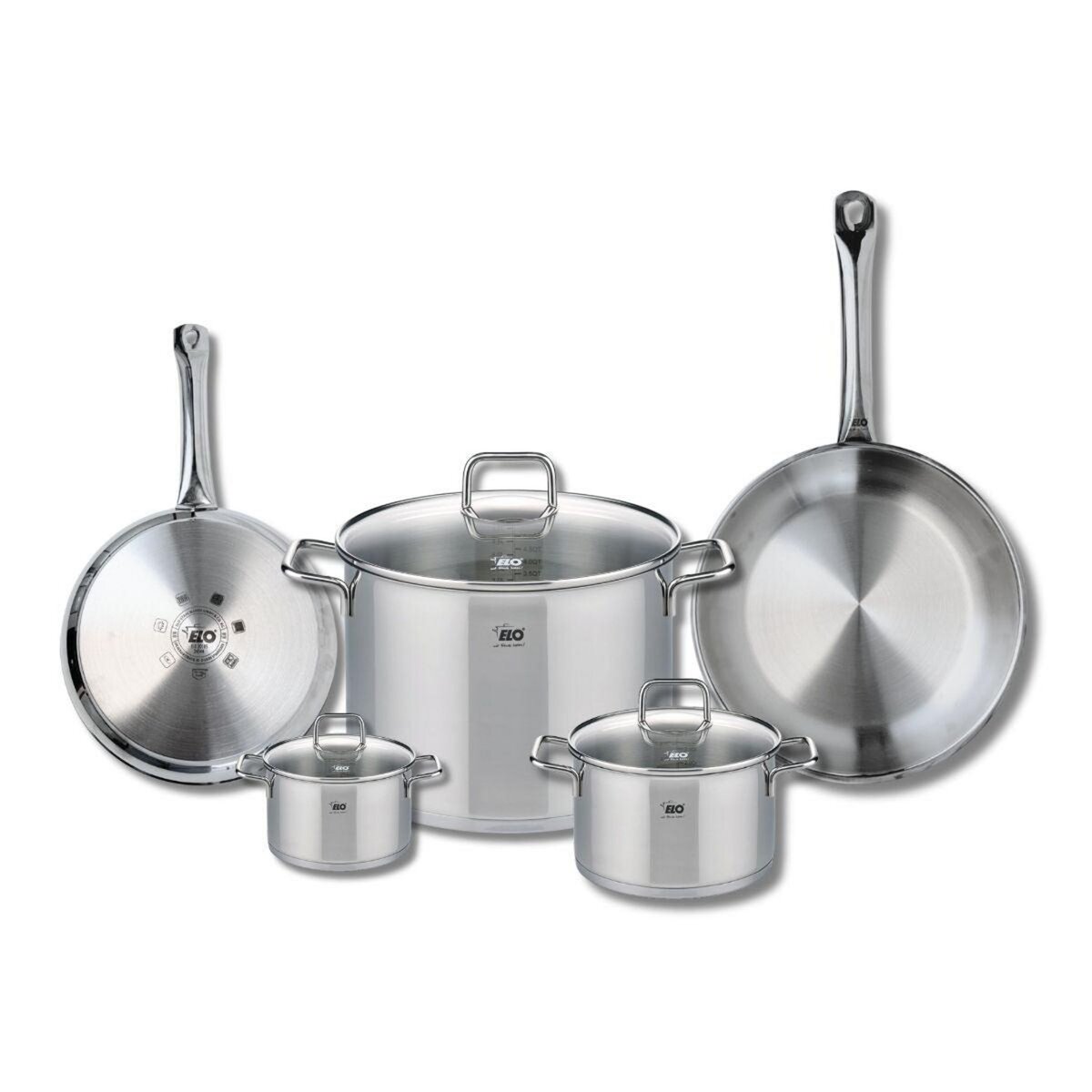ELO Ensemble de 2 Poêles de cuisson 24 et 28 cm et 3 faitouts 12, 16 et 26 cm Elo Profi Citrin