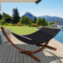 Voir la diapositive 2 : ID MARKET Hamac XL avec support bois et toile noire
