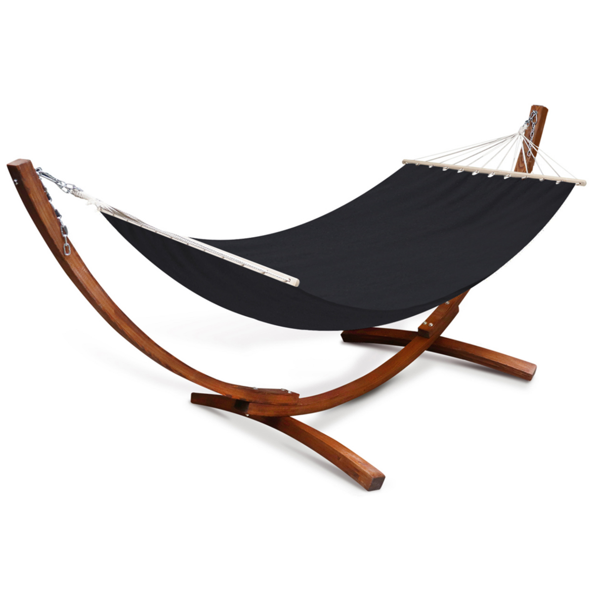 ID MARKET Hamac XL avec support bois et toile noire