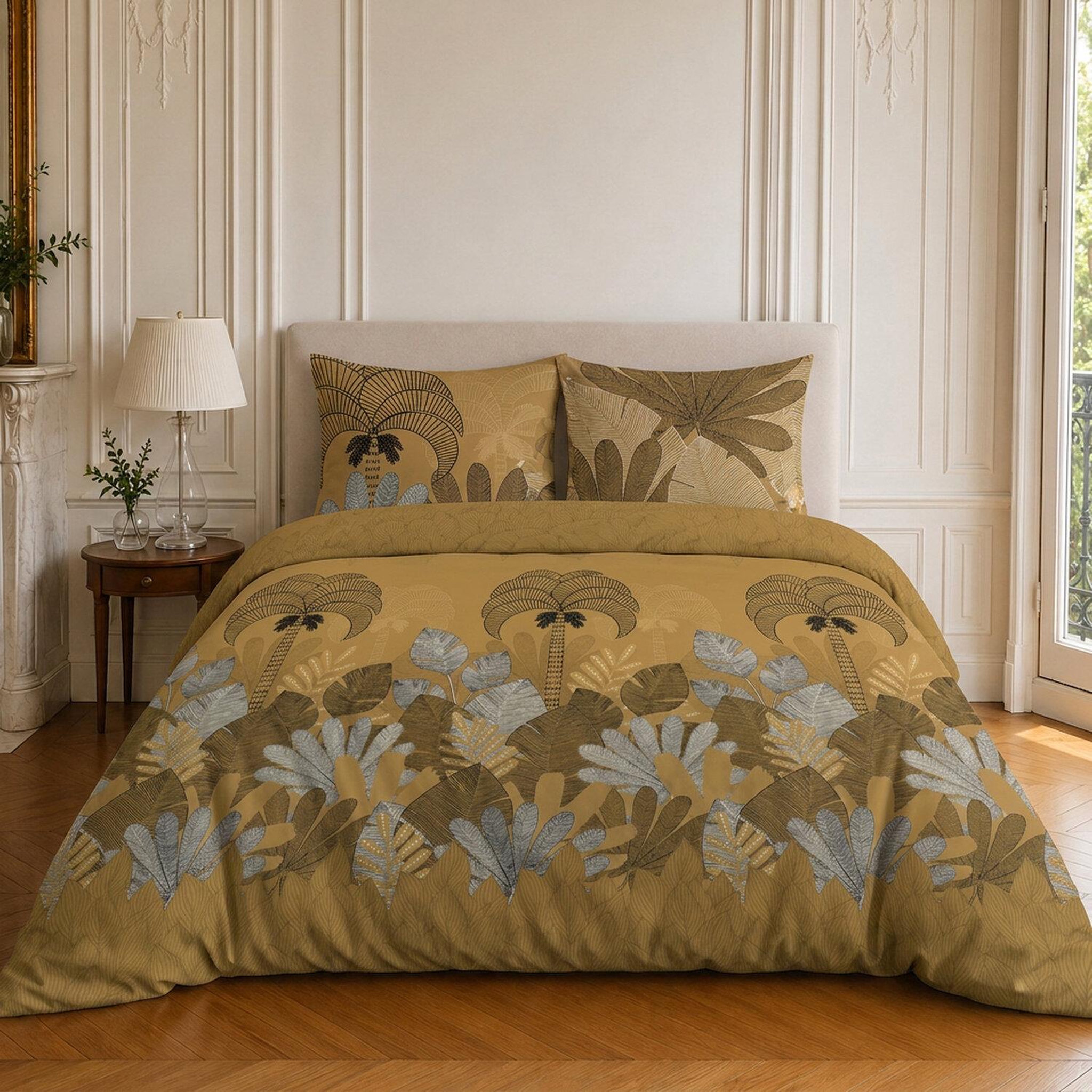 Home collection Parure housse de couette imprimée 100% microfibre - the palm - 220x240 cm