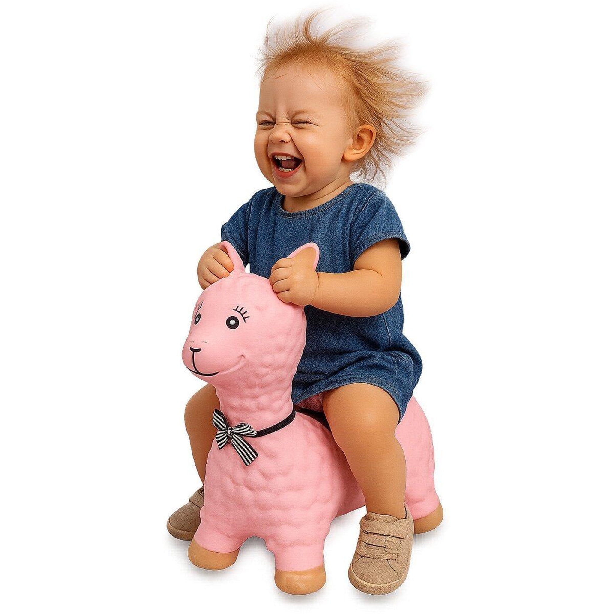 Voir la diapositive 3 : Jamara Animal rebondissant lama hoppydoo rose avec pompe