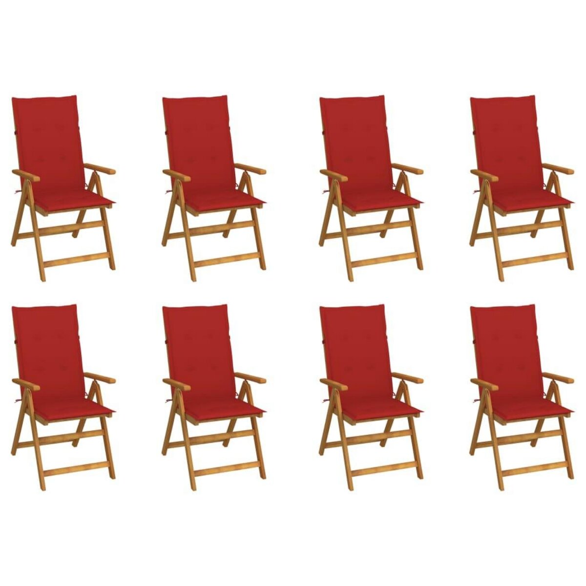 VIDAXL Chaises pliables de jardin avec coussins lot de 8 Bois d'acacia