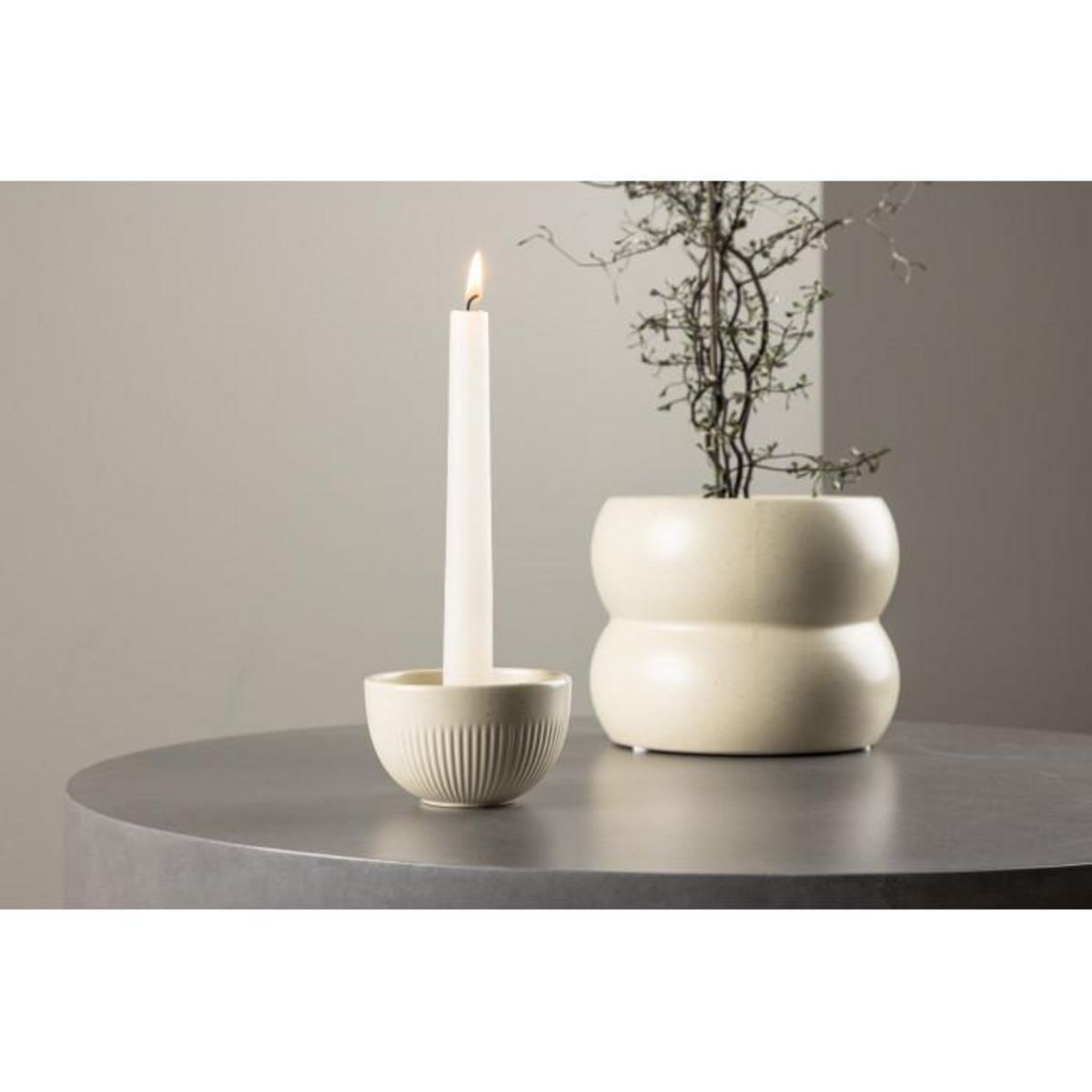 Paris Prix Bougeoir Design en Céramique  Posh  9cm Beige & Noir