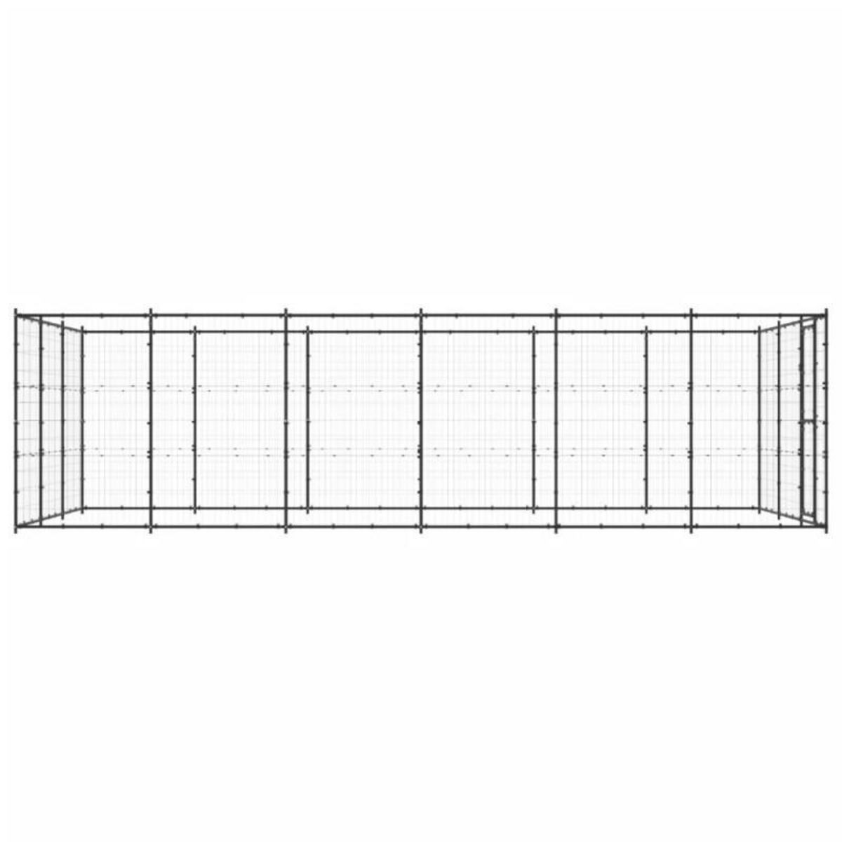 VIDAXL Chenil d extérieur pour chiens Acier 21,78 m²