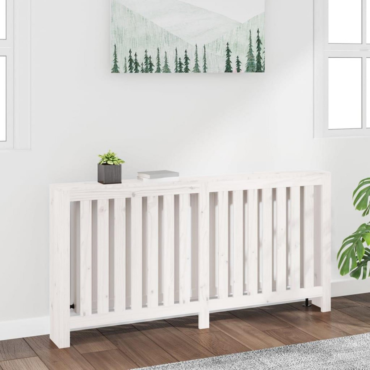 VIDAXL Cache-radiateur Blanc 169x19x84 cm Bois massif de pin
