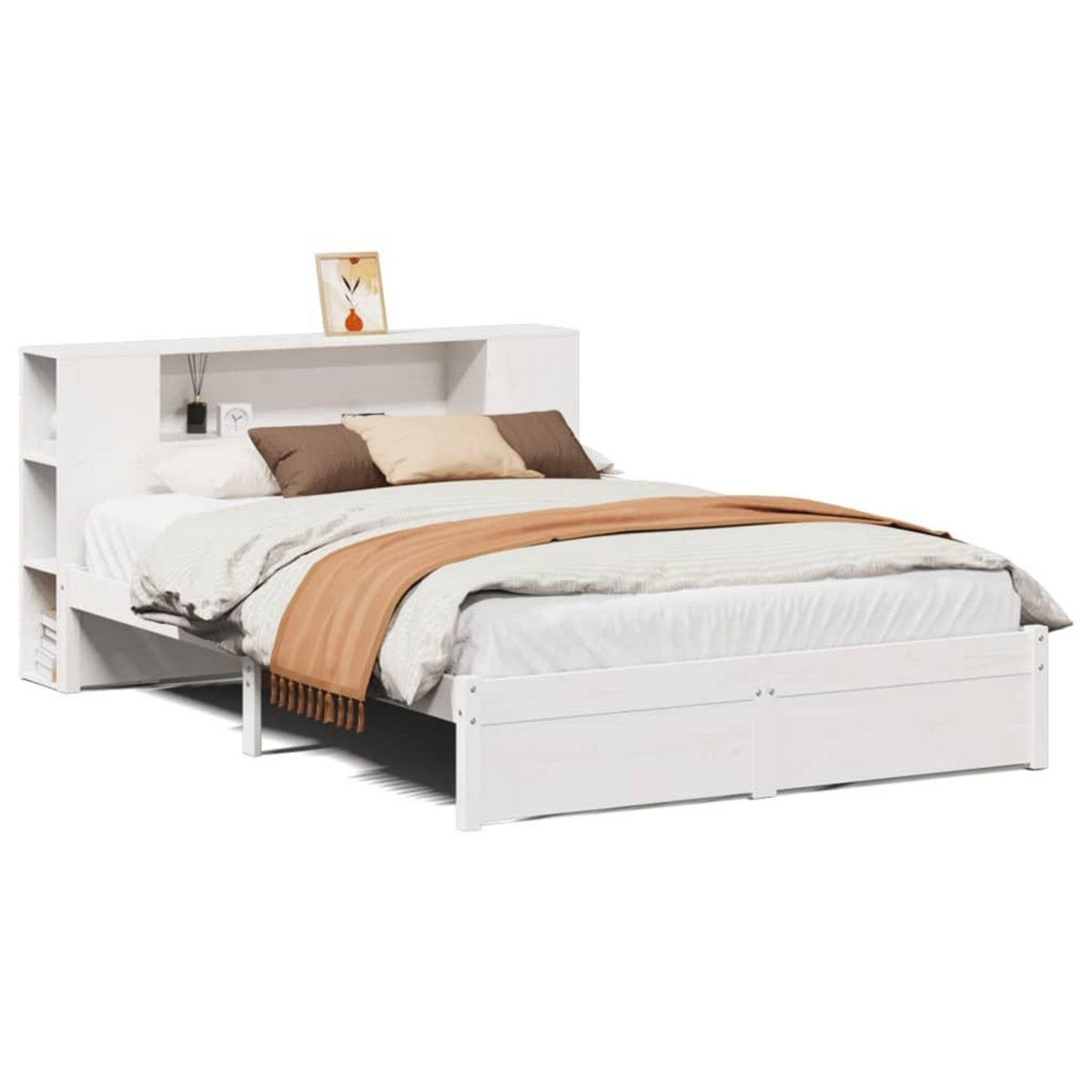 VIDAXL Lit bibliotheque sans matelas blanc 160x200 cm bois pin massif
