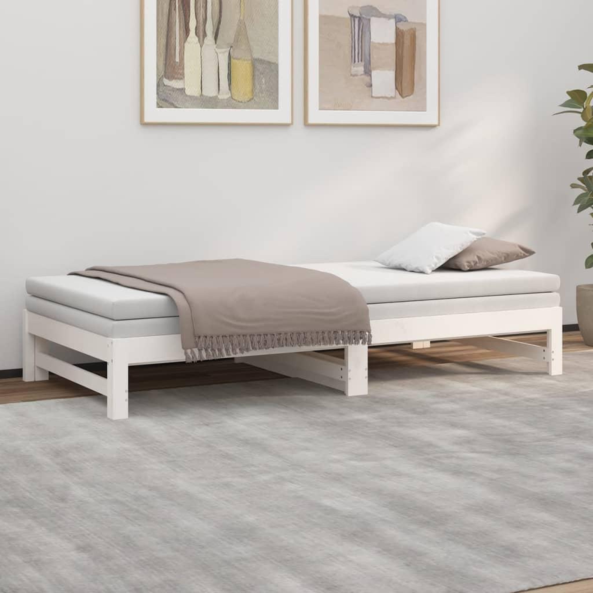 Voir la diapositive 4 : VIDAXL Lit coulissant sans matelas blanc 2x(90x200) cm