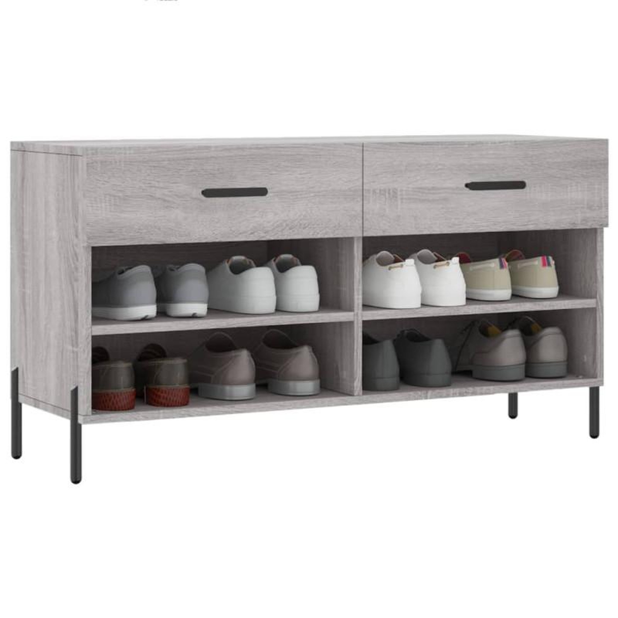 Voir la diapositive 3 : VIDAXL Banc à chaussures sonoma gris 102x35x55 cm bois d ingénierie