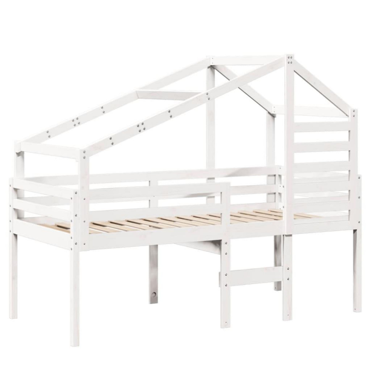 VIDAXL Lit haut sans matelas blanc 90x200 cm bois de pin massif