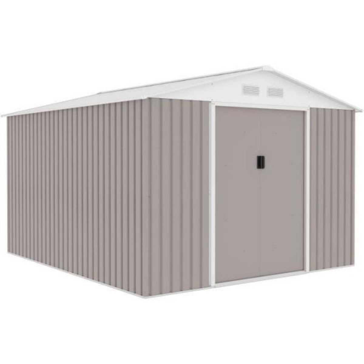 MARKET24 URANUS Abri de jardin en métal 8,84 m² - 277 x 319 x 202 cm - Kit d'ancrage inclus, 2 portes coulissantes - Taupe