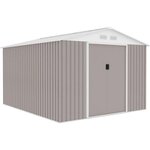 MARKET24 URANUS Abri de jardin en métal 8,84 m² - 277 x 319 x 202 cm - Kit d'ancrage inclus, 2 portes coulissantes - Taupe