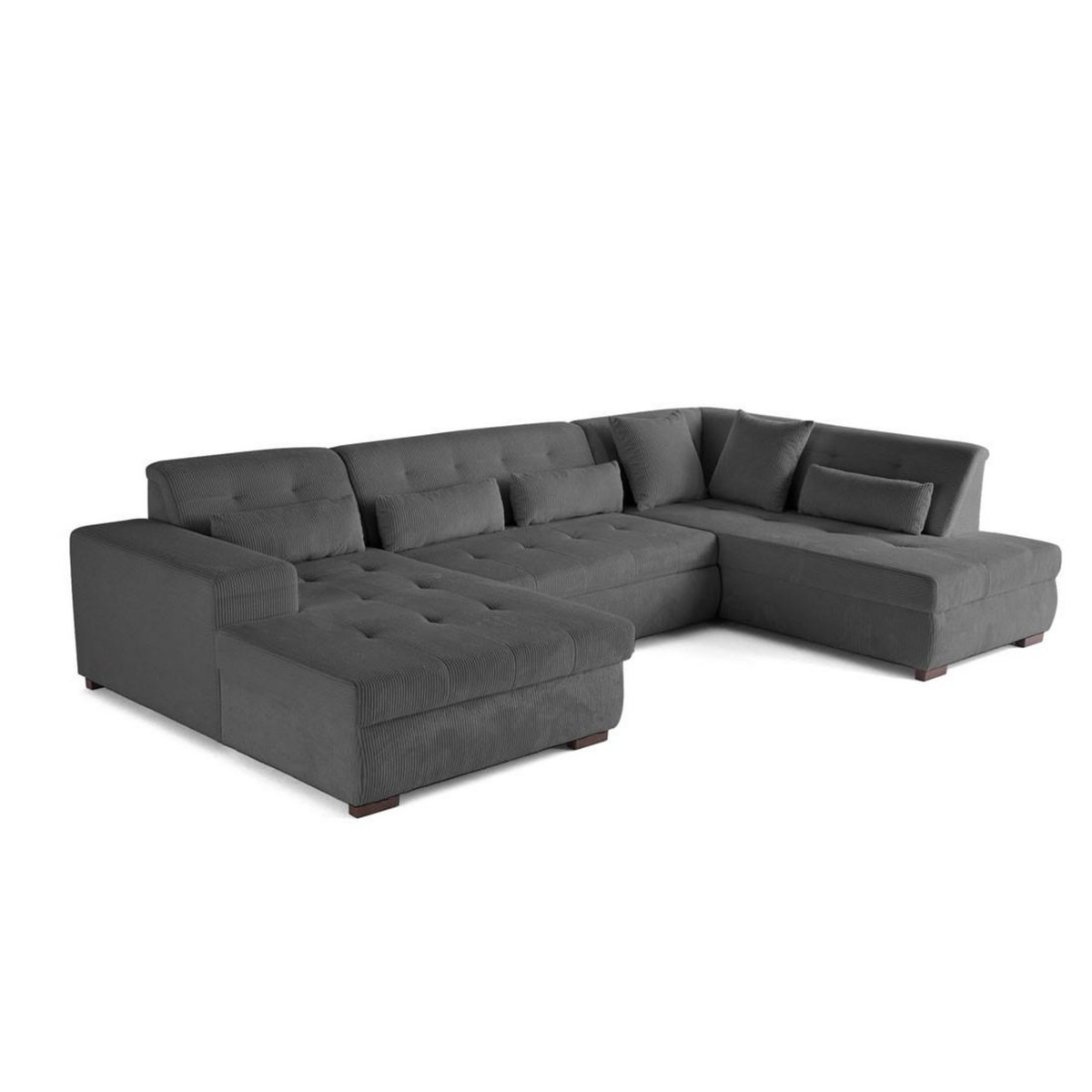 LISA DESIGN Vermont - canapé panoramique d'angle droit - 7 places - convertible avec coffre - en velours côtelé