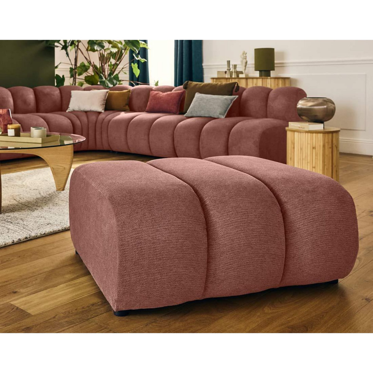 LISA DESIGN Debbie - pouf en tissu texturé