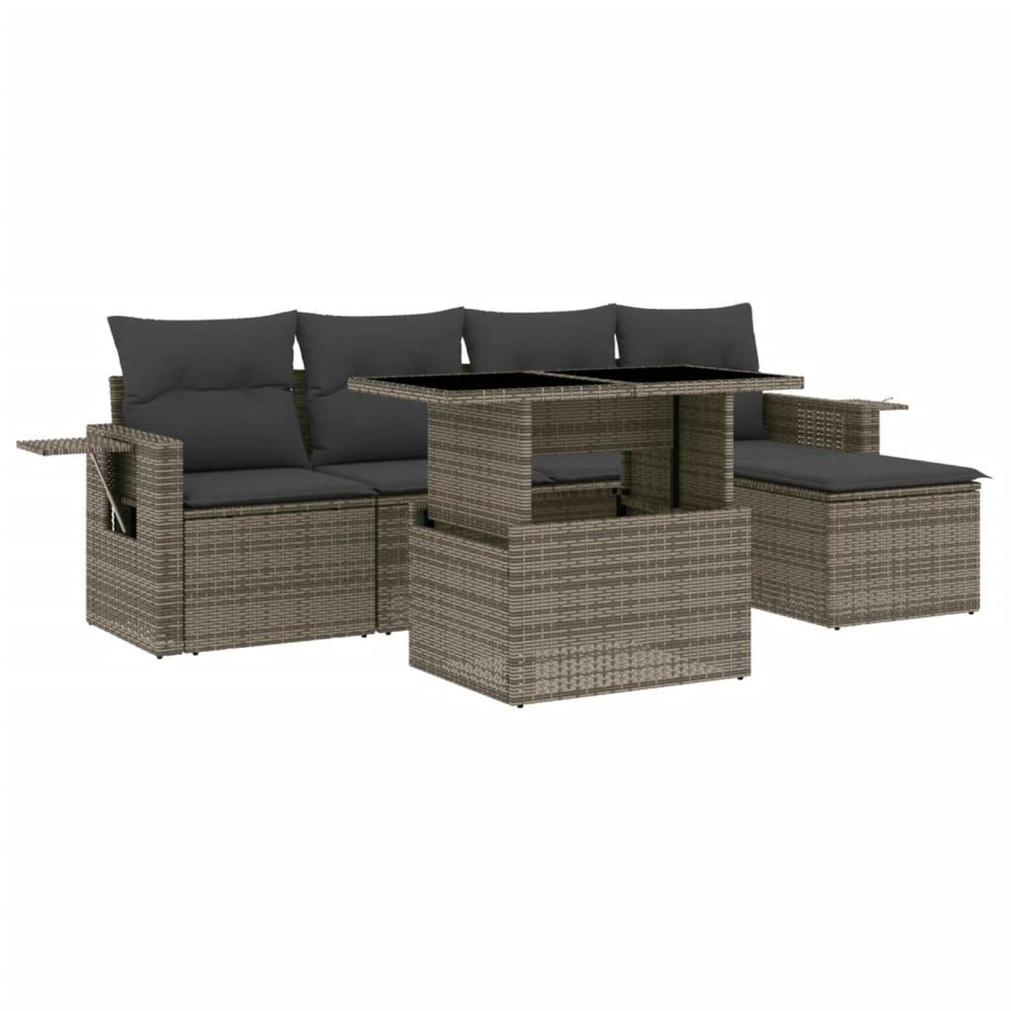 Voir la diapositive 2 : VIDAXL Salon de jardin 6 pcs avec coussins gris resine tressee
