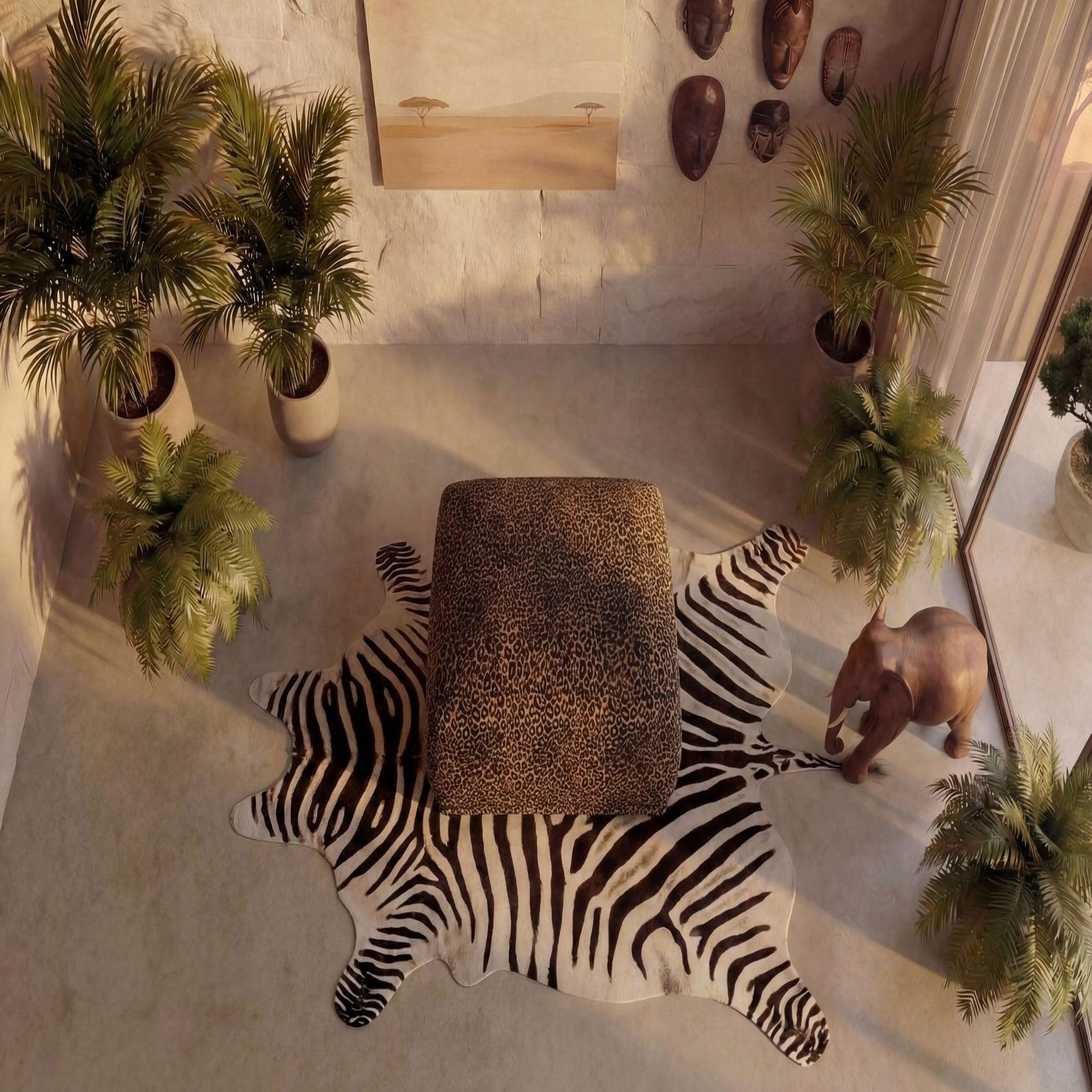 Voir la diapositive 5 : CASANOVA PARIS Rosalie - pouf en tissu imprimé animalier 102x83x46