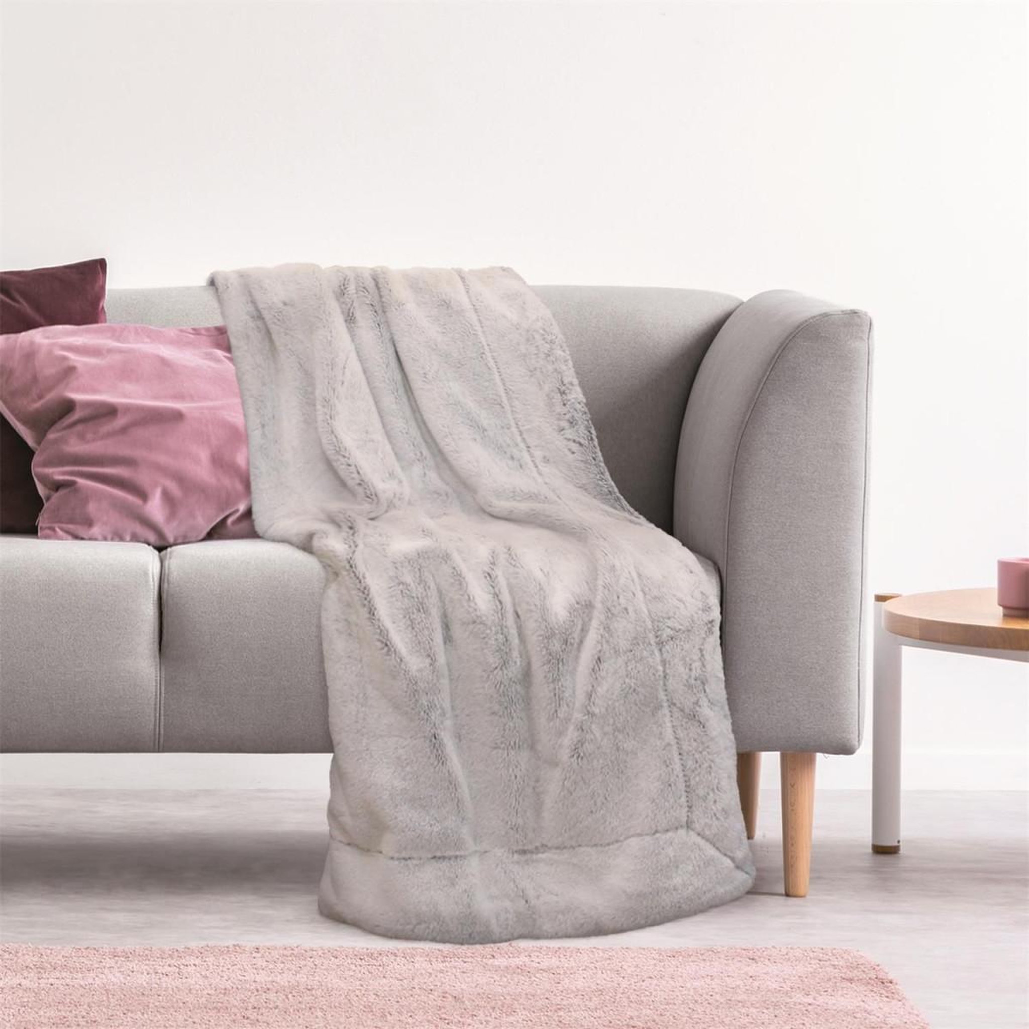 Voir la diapositive 3 : The Home Deco Factory Plaid imitation fourrure  prague  140x200cm gris