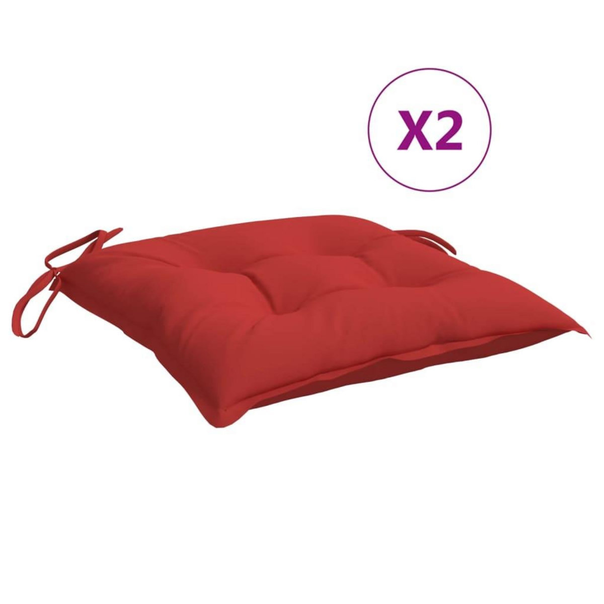 VIDAXL Coussins de chaise lot de 2 rouge 40x40x7 cm tissu oxford