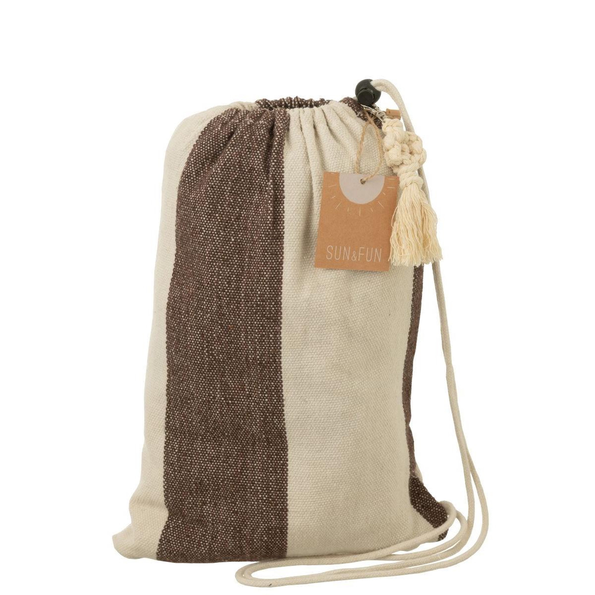 Voir la diapositive 4 : J-LINE Hamac en tissu  grandes rayures  200cm marron