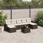 VIDAXL Salon de jardin 8 pcs avec coussins marron resine tressee