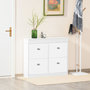 Voir la diapositive 2 : HOMCOM Armoire à chaussures meuble à chaussures rangement pour 32 paires dim. 98L x 24l x 83H cm  4 portes abattantes double niveau MDF blanc