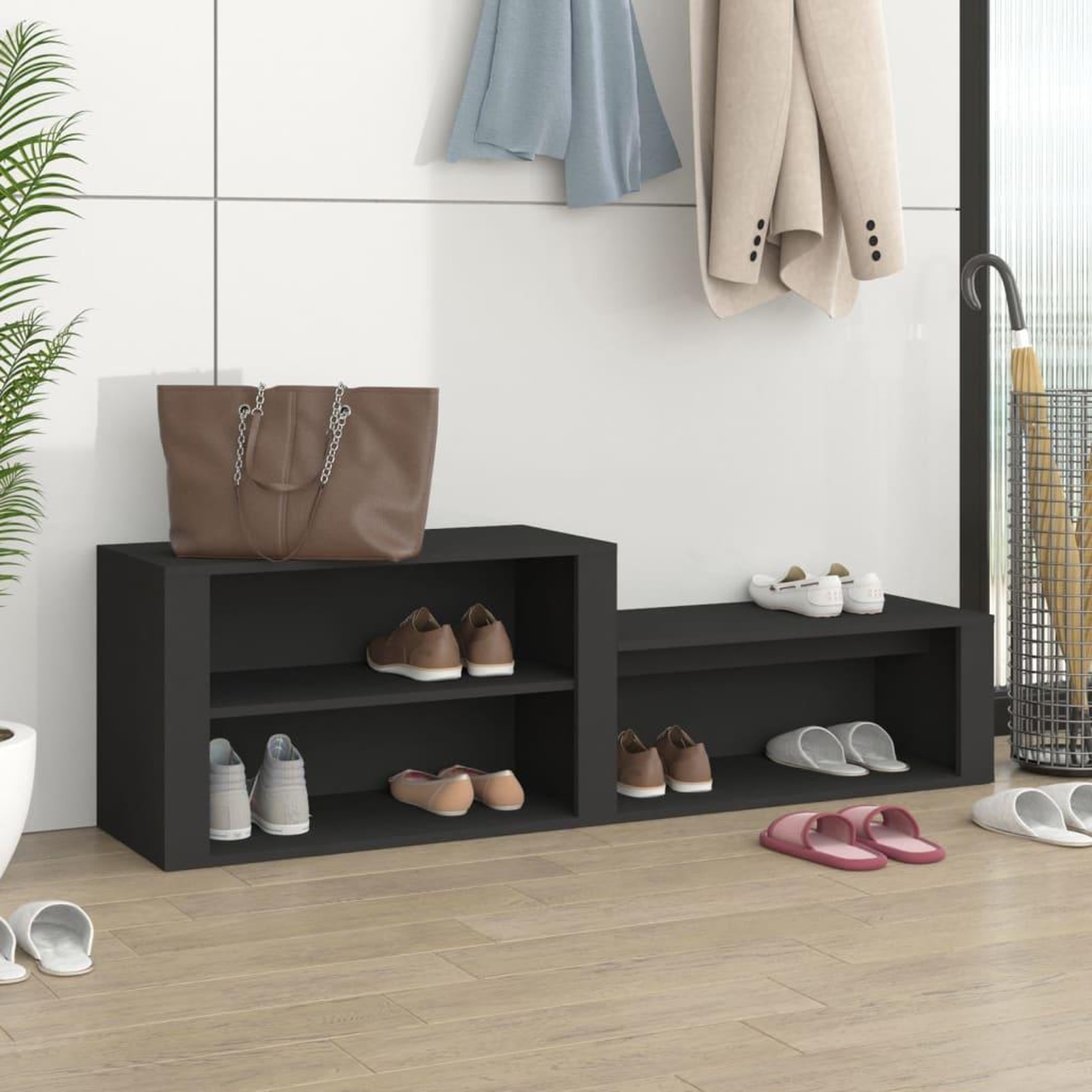 Voir la diapositive 1 : VIDAXL Armoire a chaussures Noir 150x35x45 cm Bois d'ingenierie