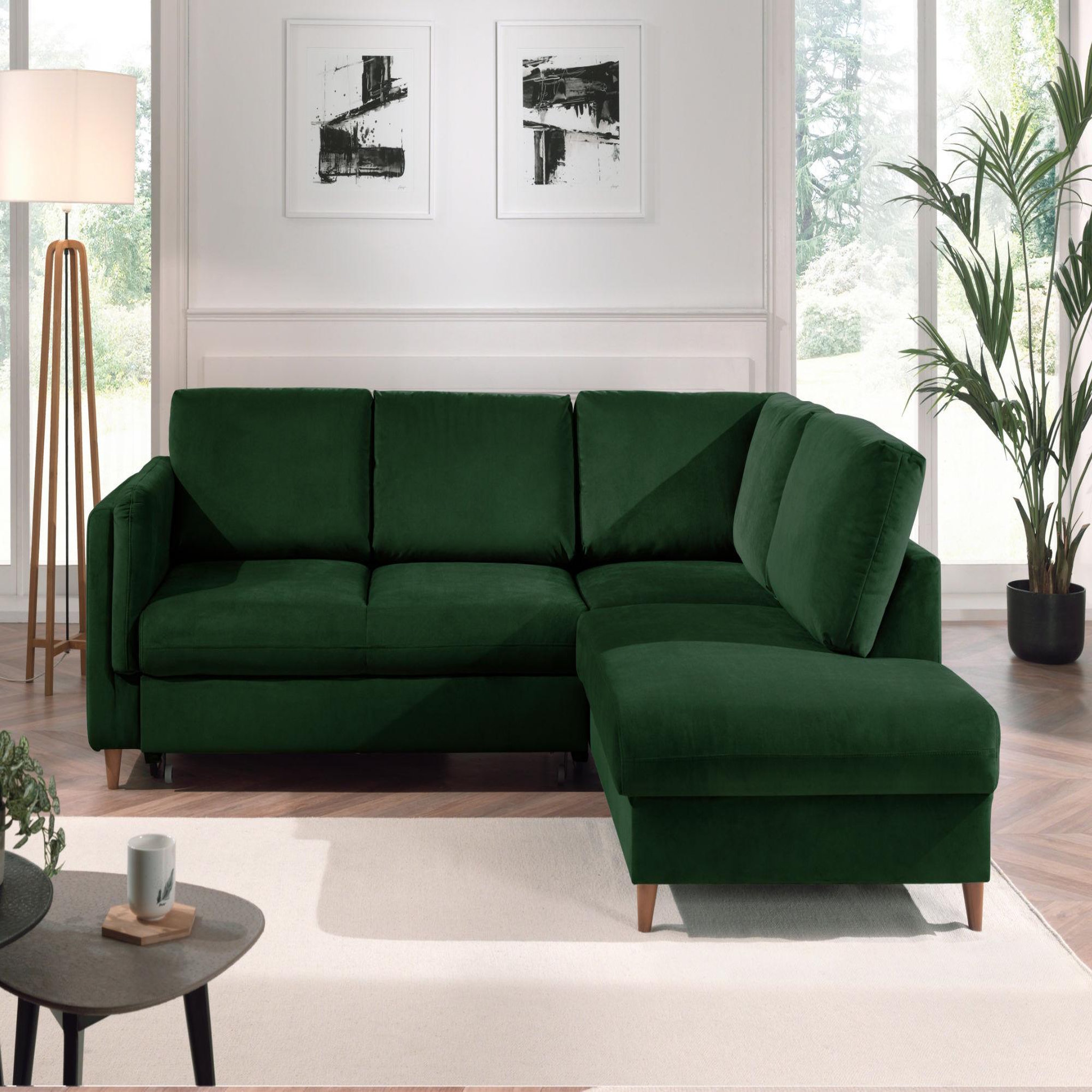 Voir la diapositive 5 : BEST MOBILIER Brooke - canapé d'angle droit - convertible - 5 places - en velours