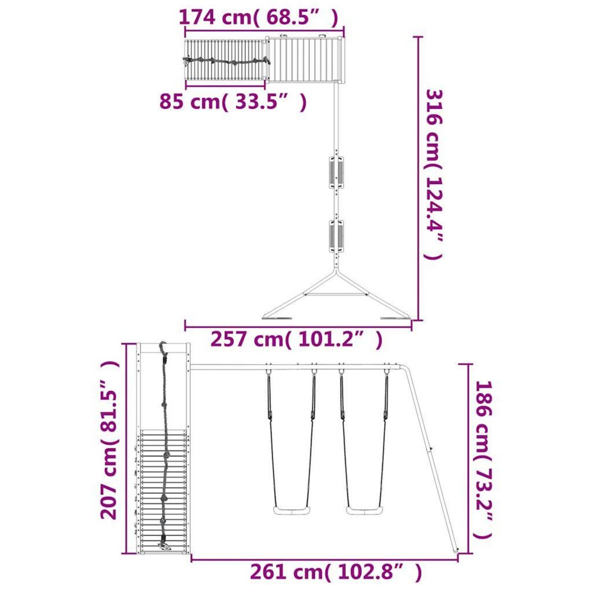 VIDAXL Aire de jeux d'exterieur bois de pin impregne