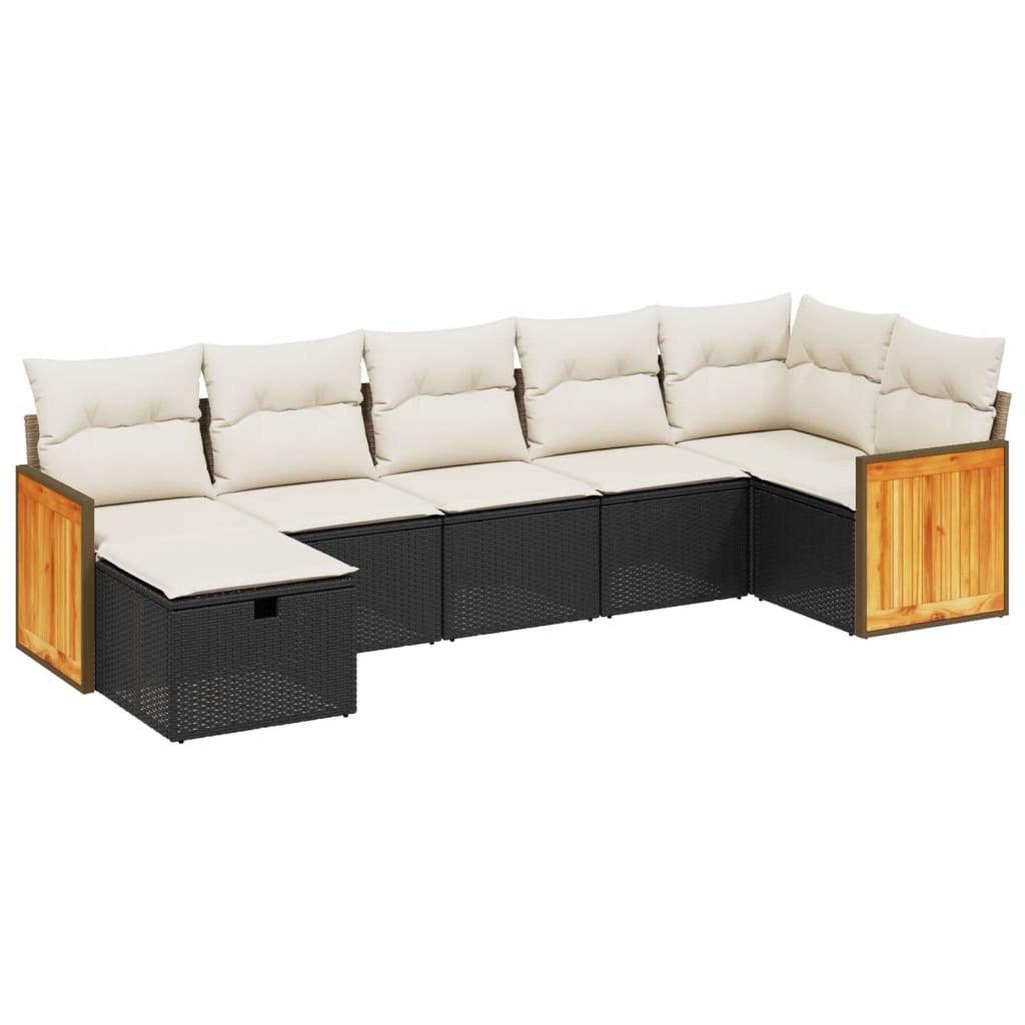 Voir la diapositive 2 : VIDAXL Salon de jardin 7 pcs avec coussins noir resine tressee